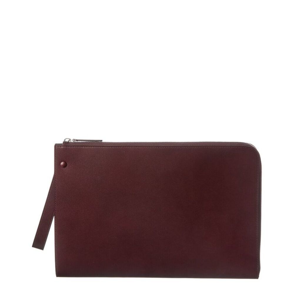 The Row Leather Clutch, Brown